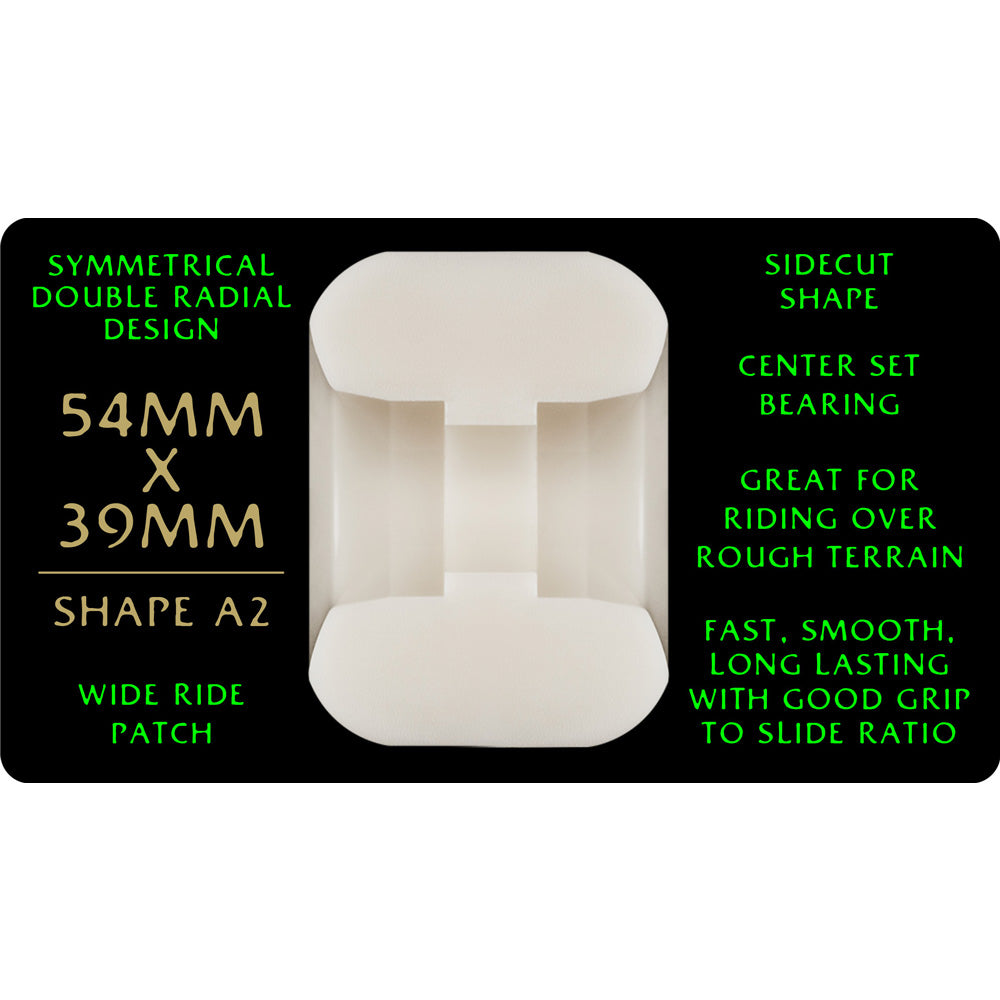 54mm x 39mm DRAGON FORMULA WHITE 88A SKATEBOARD WHEELS