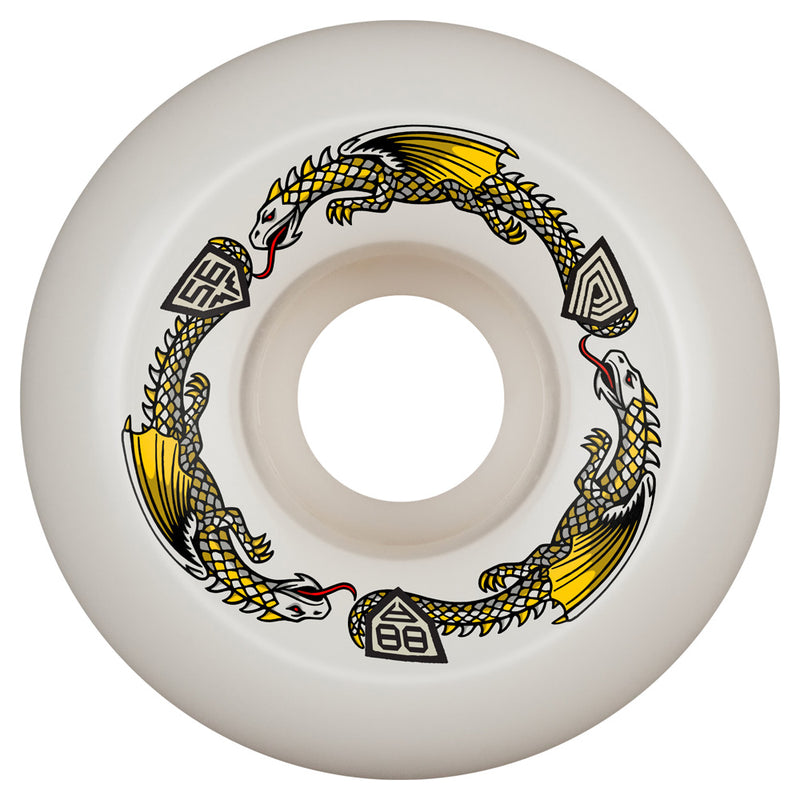 56mm x 40mm DRAGON FORMULA WHITE 88A SKATEBOARD WHEEL