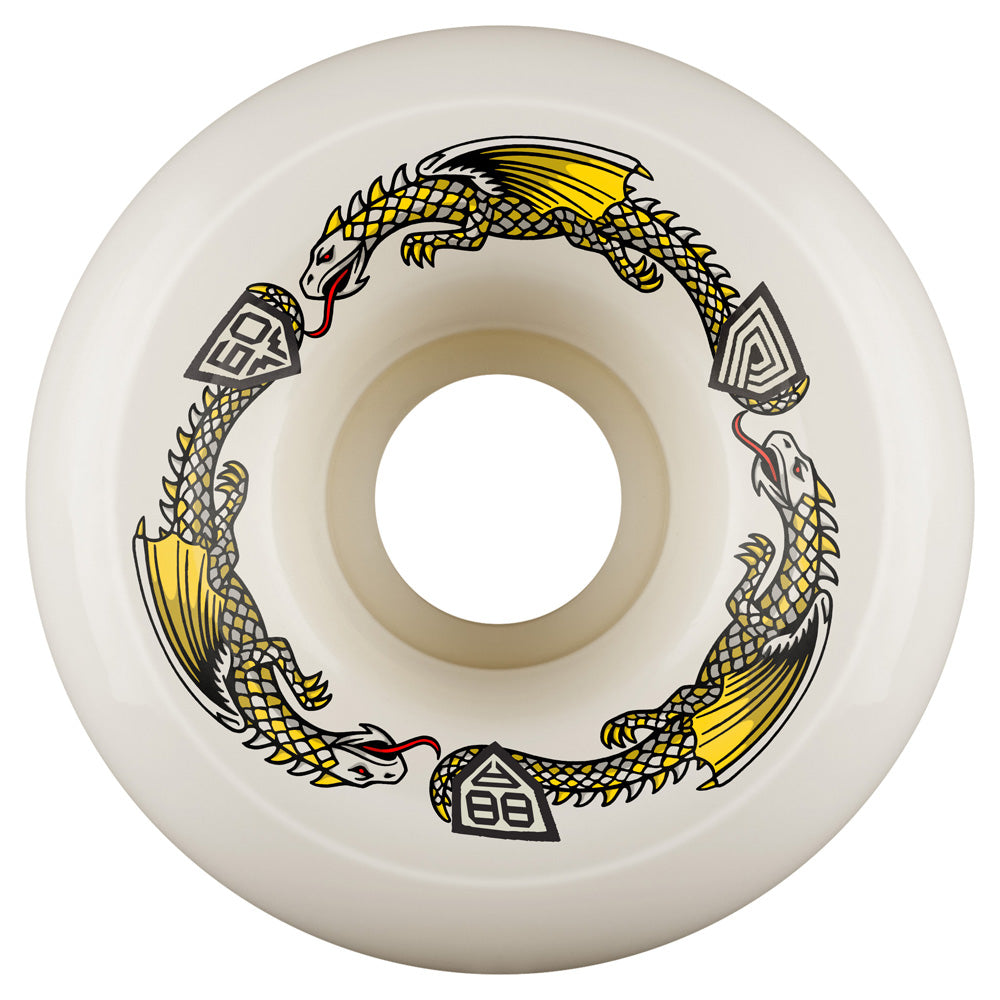 60mm x 40mm DRAGON FORMULA WHITE 88A SKATEBOARD WHEEL