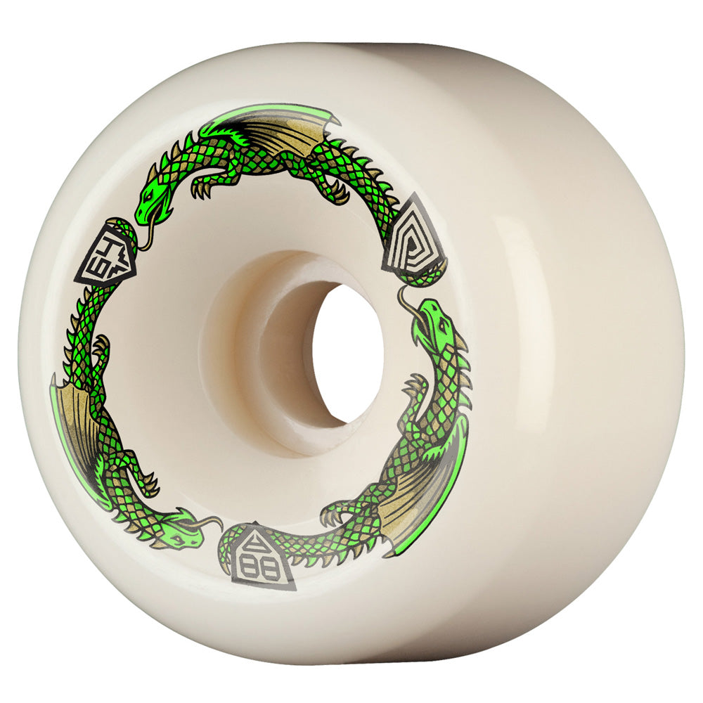 64mm x 40mm DRAGON FORMULA WHITE 88A SKATEBOARD WHEEL – ハスコ