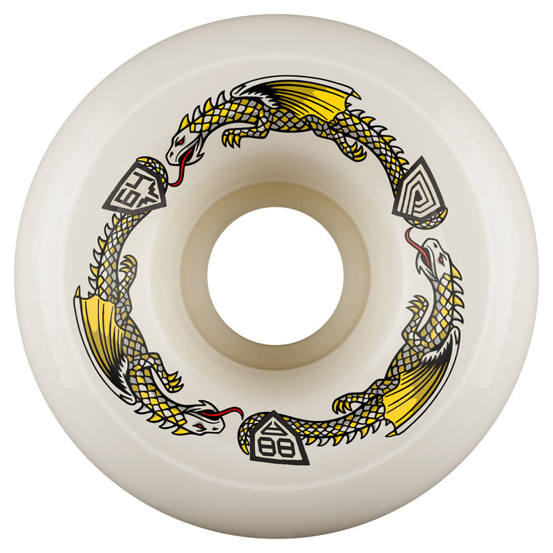 64mm x 40mm DRAGON FORMULA WHITE 88A SKATEBOARD WHEEL