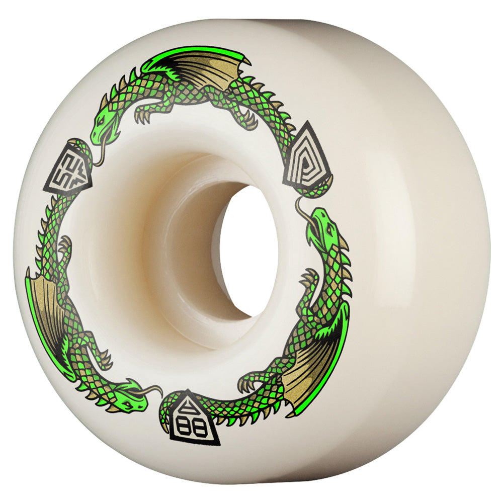 52mm x 31mm DRAGON FORMULA WHITE 88A SKATEBOARD WHEEL