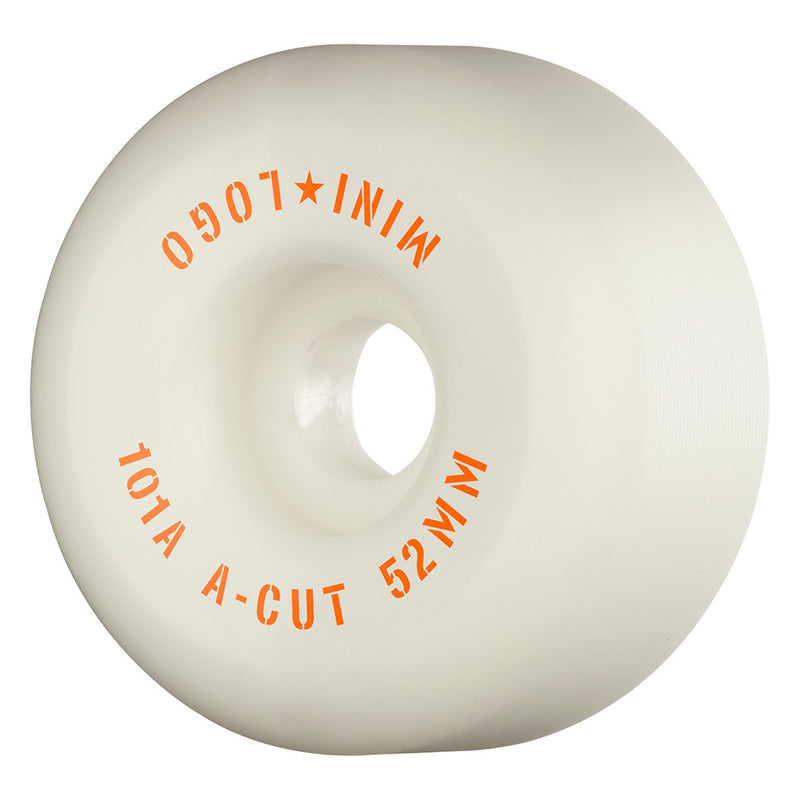 52mm A-CUT "2" 101A WHITE SKATEBOARD WHEELS