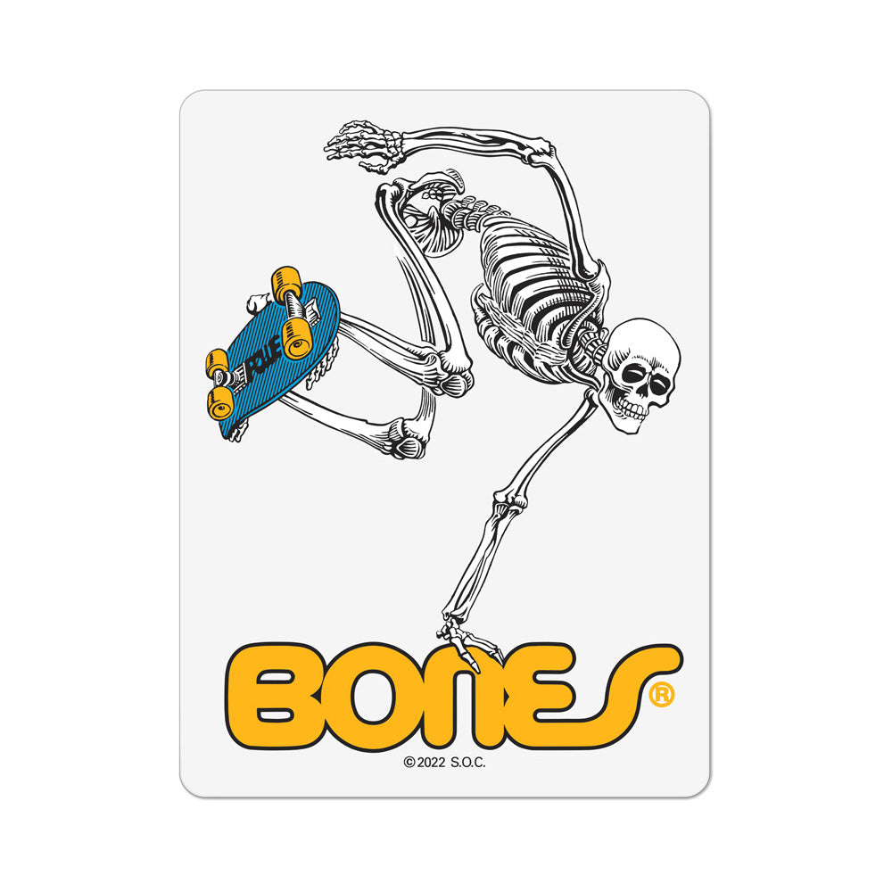 4in SKATEBOARDING SKELETON STICKER CLEAR