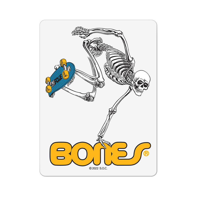 4in SKATEBOARDING SKELETON STICKER CLEAR