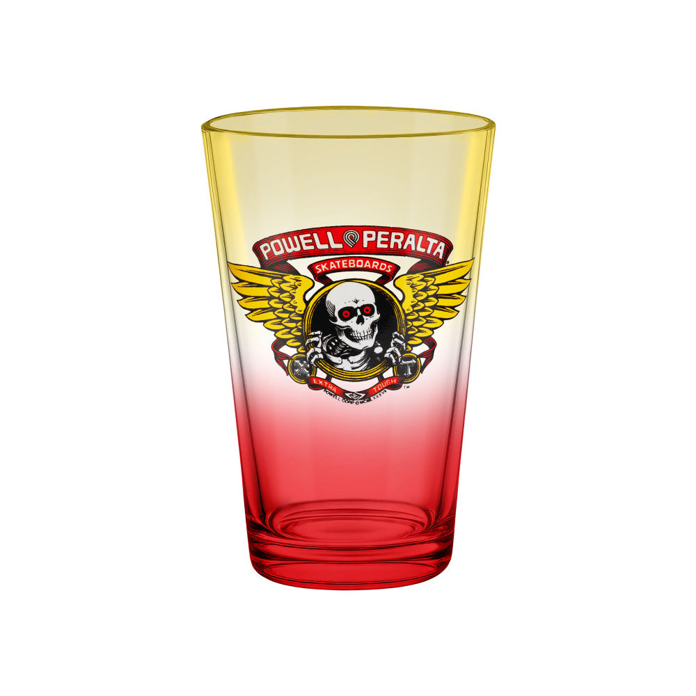 McGILL SKULL&SNAKE PINT GLASS YELLOW/RED FADE
