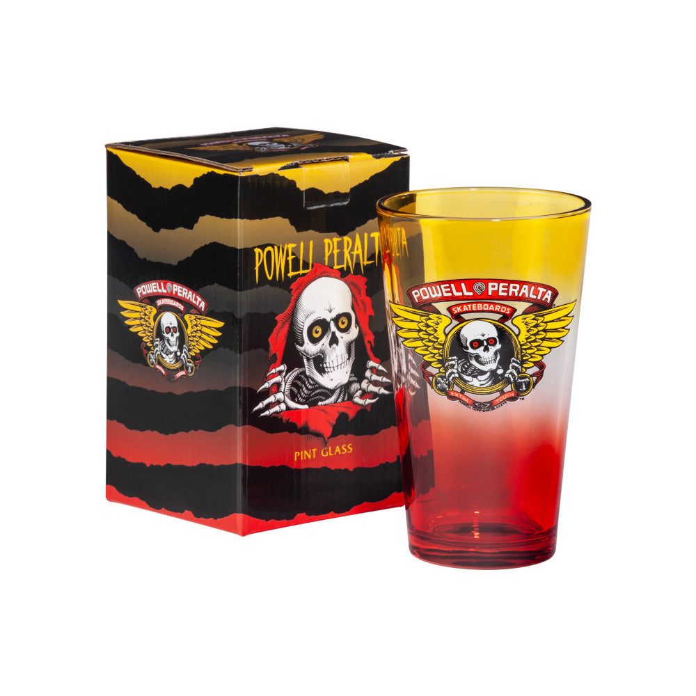 WINGED RIPPER PINT GLASS YELLOW/RED FADE