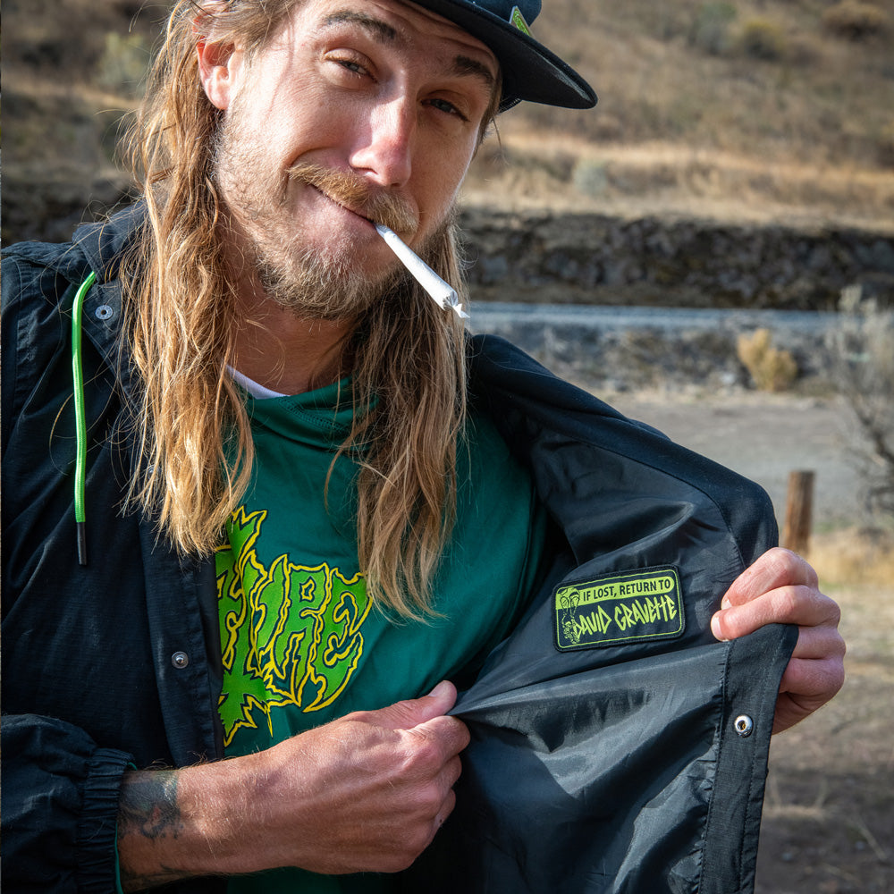 GRAVETTE CUT AND TIE HOODED WINDBREAKER JACKET