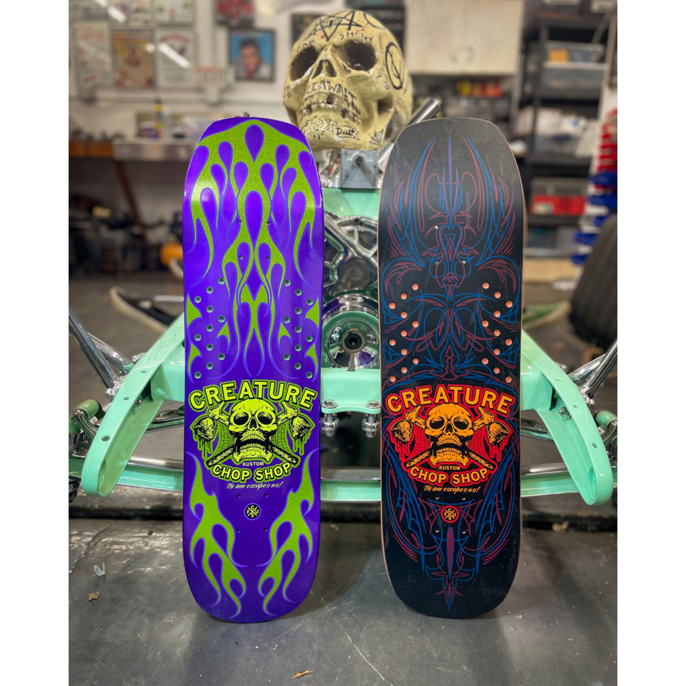 8.75in x 32.05in CHOP SHOP PINSTRIPE SKATEBOARD DECK