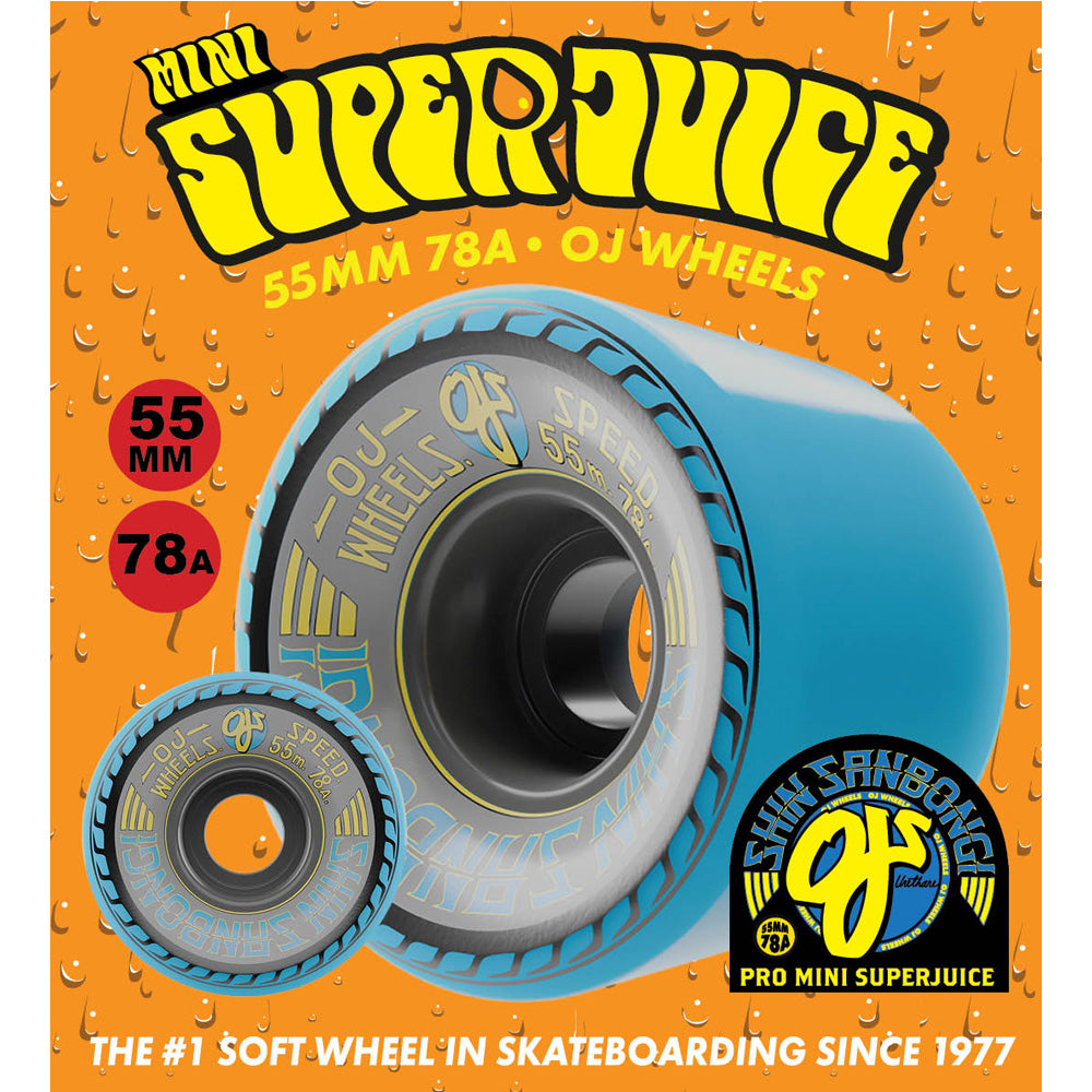 55mm MINI SUPER JUICE SHIN SANBONGI BLUE 78A SKATEBOARD WHEELS