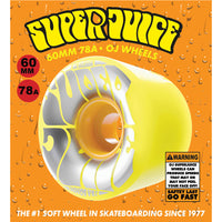 60mm SUPER JUICE NEON YELLOW 78A SKATEBOARD WHEELS
