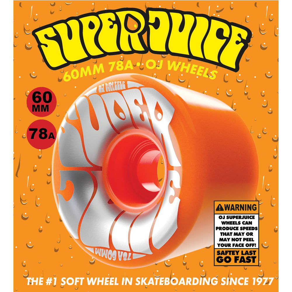 60mm SUPER JUICE NEON ORANGE 78A SKATEBOARD WHEELS