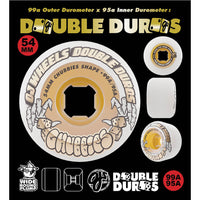 54mm DOUBLE DURO WHITE/GUM CHUBBIES 99A/95A SKATEBOARD WHEELS