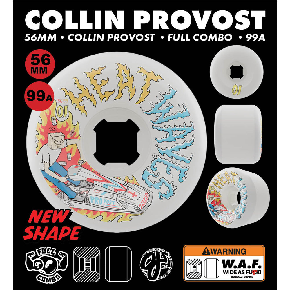 56mm COLLIN PROVOST ELITE FULL COMBO 99A SKATEBOARD WHEELS