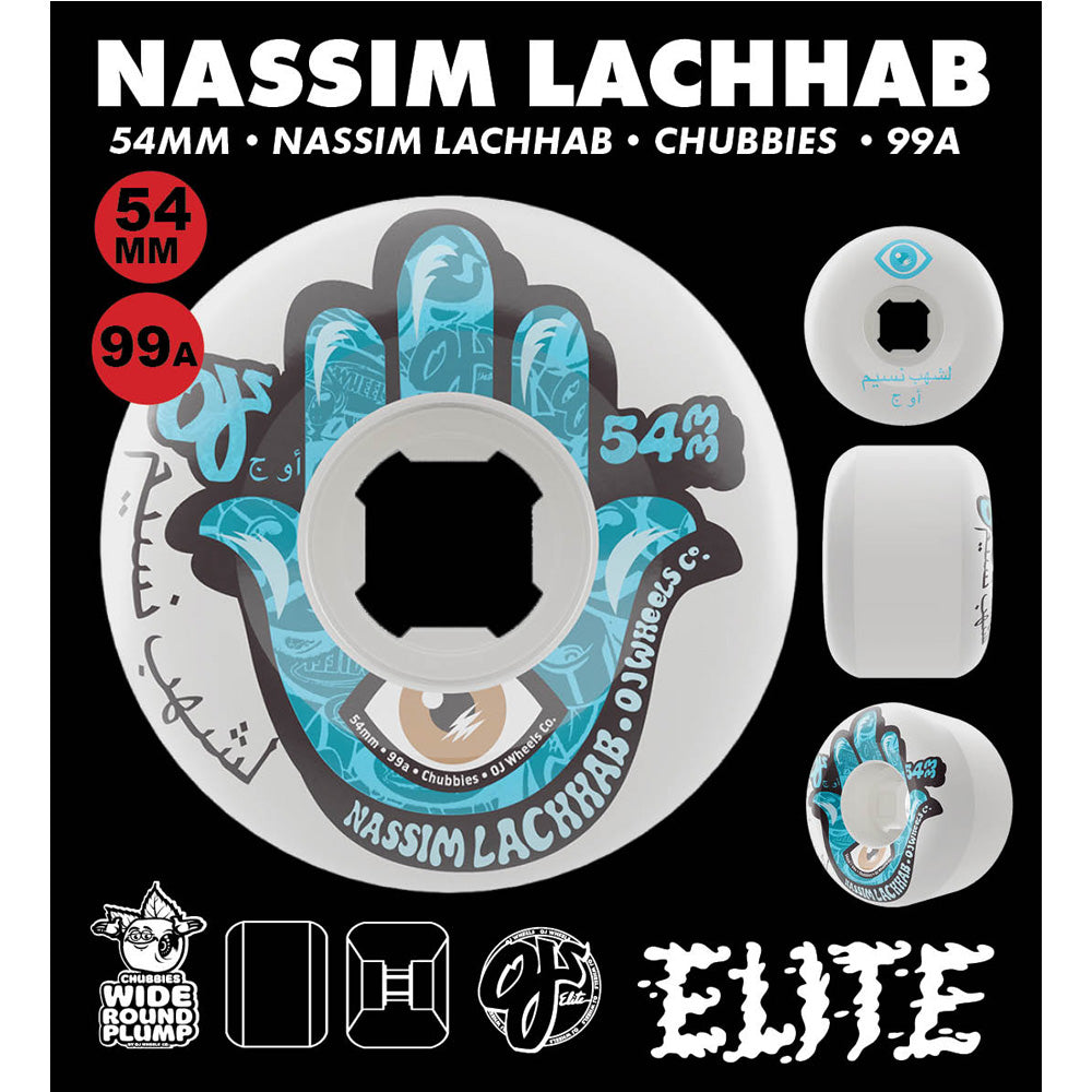 54mm NASSIM LACHHAB ELITE CHUBBIES 99A PRO SKATEBOARD WHEELS