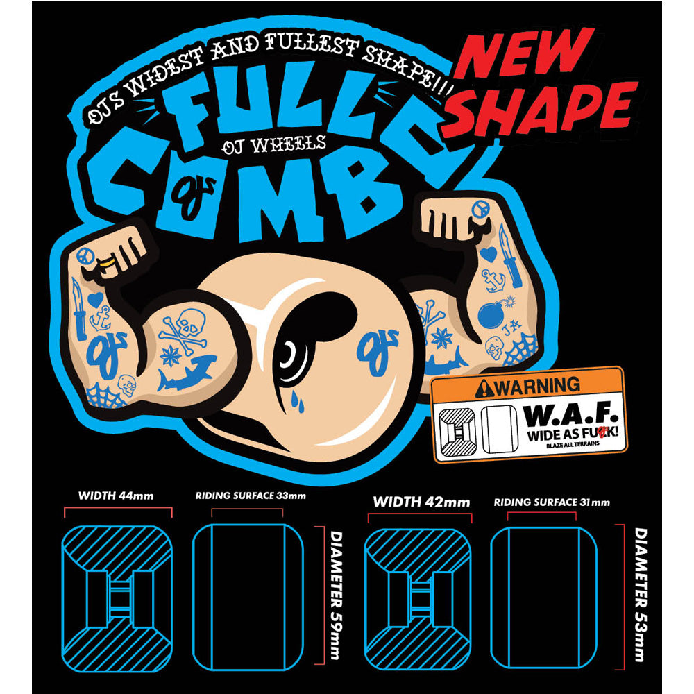 53mm TONY LATHAM ELITE FULL COMBO WHITE 99A SKATEBOARD WHEELS