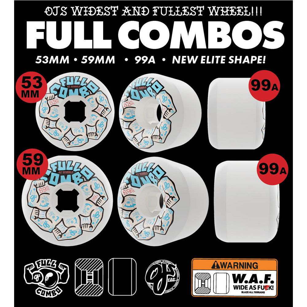53mm TEAM ELITE FULL COMBO 99A SKATEBOARD WHEELS